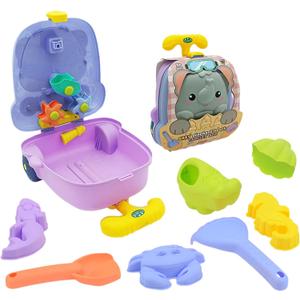 Sand Toy Suitcase for Sculpture Shovel Mold Seaside 8Pcs Beach Water Play Party Favor Sandcastle for Play (Q, Gray)