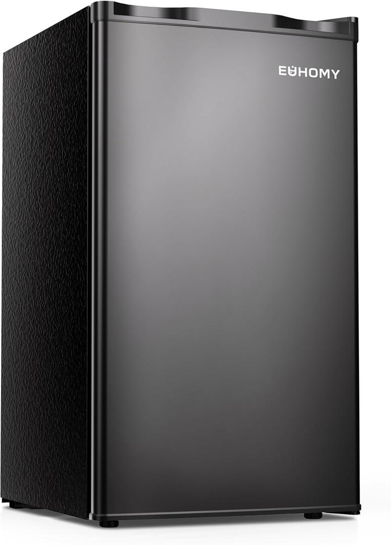 EUHOMY 3.1 Cu.Ft Mini Fridge with Freezer, Single Door Compact Refrigerator, Adjustable Thermostat, Mini Refrigerator Low Power, Mini fridge for Bedroom, Dorm, Office, New Black