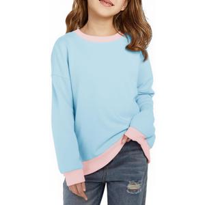 Haloumoning Girls Crewneck Sweatshirts Kids Casual Long Sleeve Loose Tops Fall Comfy Lightweight Pullovers 7-8 Years