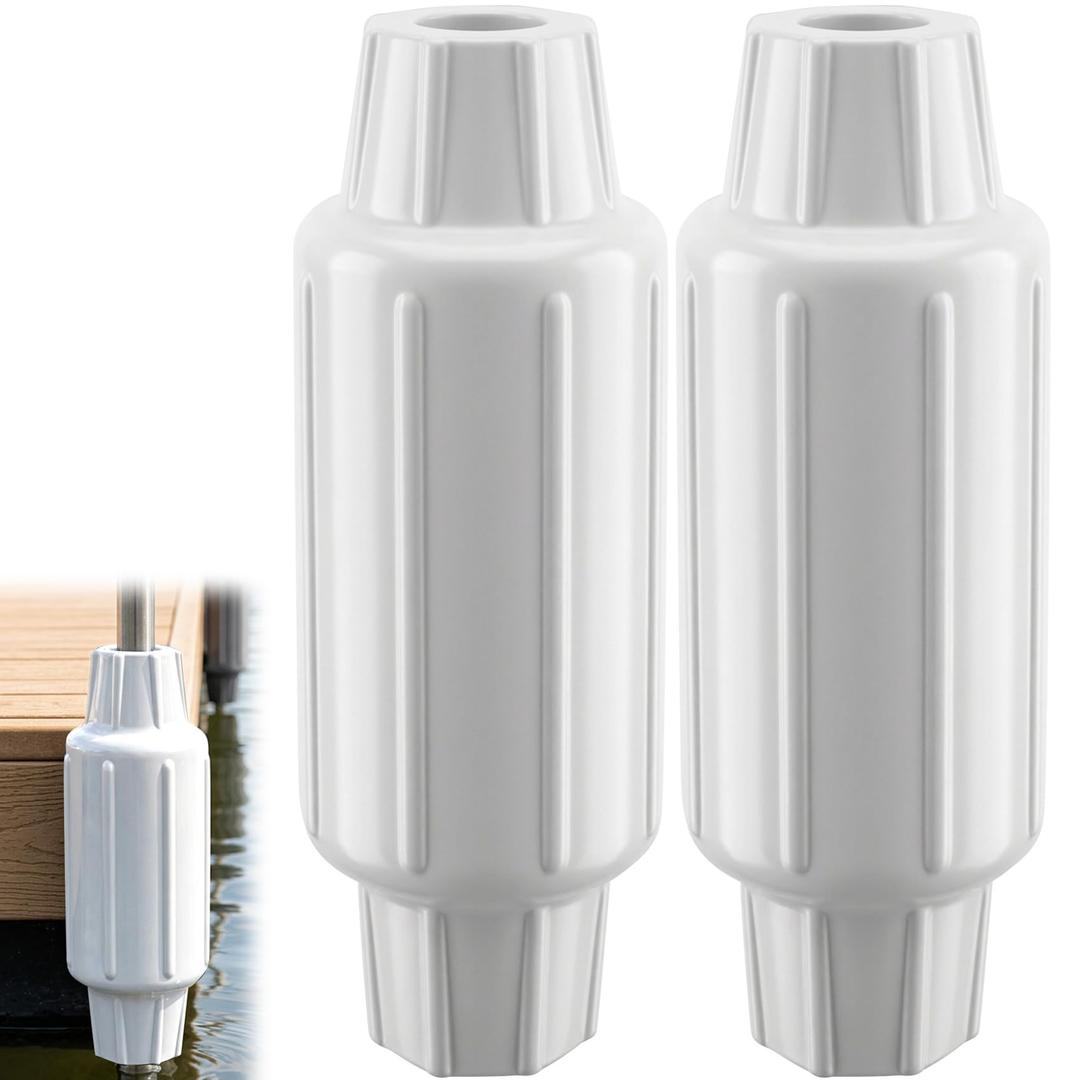 Dock Bumpers for Poles, Boat Dock Pole bumpers for Docking Dock Post Bumpers for Slide-Over Pole, Slip-On Dock Support Pipe, Vertical Protection Soft UV-Resistant Marine-Grade Vinyl 2 Pack White