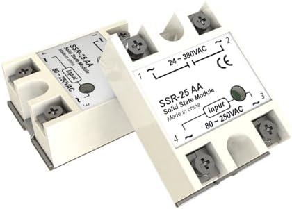Pack of 2, YQSIYU Solid State Relay 25AA 2PCS Single Phase SSR-25AA Input 80-250V AC to Output 24-380V AC 25A