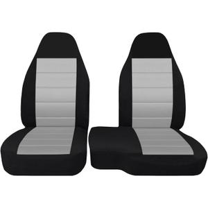 2 Pcs Front 60/40 Cloth High Back Bench Seat Cover Compatible with Ford Ranger XLT 2004 2005 2006 2007 2008 2009 2010 2011 2012-Without Console Cover-Gray
