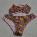 Fanuerg Women's Triangle Bikini Sets O Ring Linked Two Piece Swimsuits Floral Printed Cheeky Bathing Suit (Large)