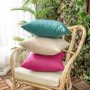 Woaboy Set of 2 Outdoor Waterproof Throw Pillow Covers Hot Pink Decorative Farmhouse Solid Cushion Cases for Patio Tent Balcony Couch Sofa Car 16x16 Inch