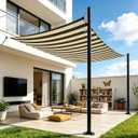 4 Pack 12 Ft Shade Sail Poles, Heavy Duty Metal Outdoor Support Post Kit, Rust-Resistant Shade Sail Support Poles, Adjustable Metal Sun Shade Poles for Patios, Courtyards, Backyards and Gardens