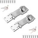2 Packs Keyed Locks Twist Knob Locking Hasp for Small Doors, Cabinets and More,Stainless Steel Steel, Catch Latch Safety Lock with Keys (4inch, Silver)