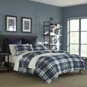 Nautica - King Size Comforter Set, Reversible Bedding with Matching Shams, Stylish Plaid Home Decor (Crossview Navy, King)