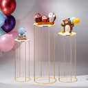 3PCS Cylinder Pedestal Stands for Parties, Gold Metal Plant Round Cylinder Stands for Party Flowers, Display Columns Pedestal Stand Cylinder Tables for Vases Birthday Party Backdrop Decorations