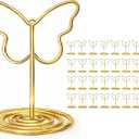 32 Pcs Gold Butterfly Table Number Holders Metal Place Card Holders for Wedding Reception Party Photo Menu Name Cards