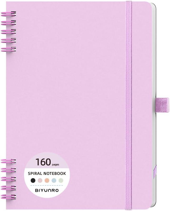 2 x BIYUNRO Spiral Journal Notebook - Lined Journals for Writing, Journaling, Diary, Travel, Work & School, Men & Women, A5 Hardcover (Purple)