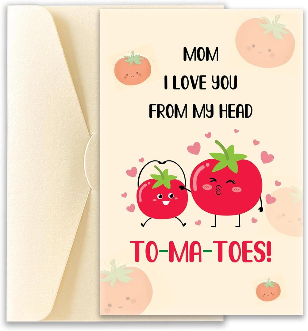 4 x POMELION Mother's Day Card for Mom from Daughter, Son, Kids - Cute Gifts For Mom Mommy First Mom To Be - Unique Birthday Present to Mommy Mother - Greeting Card