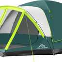 6/8 Person Large Waterproof Family Tents for Camping, Screened Camping Tent with Screen Porch, Bug-Free Relaxation & Easy Setup, Includes Rainfly & Carry Bag (Dark Green)