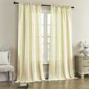 Beige Linen Blended Curtains - Back Tab Window Treatments Panels Drapes for Living Room/Bedroom, Elegant Light Filtering Semi Sheer (Set of 2, 50" x 84", Light Yellow)