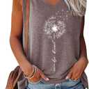 ETCYY Womens Summer Tops Sexy Tie Dye V Neck Tank Top Loose Fit Cute Printed Workout Sleeveless T Shirts (Print Dandelion Khaki) XL