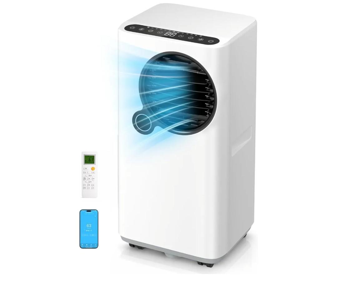 Portable Air Conditioner 16000 BTU with WiFi App Control, 6-in-1 Cooling Unit, Sleep Mode, 24H Timer, Child Lock, Suitable for Rooms up to 750 Sq. Ft.