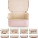 Vlando Jewelry Travel Case,Travel Jewelry Organizer with Clear Velvet Jewelry Bags 8Pcs Zipper Pouch for Women Girl Gift-Pink