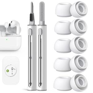 Pohgelan Replacement Ear Tips for AirPods Pro 3 Generation（2025）,with Noise Reduction Hole & Built-in dust Guard Screen, with Cleaner kit -5 Sizes (XXS/XS/S/M/L)-White