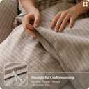 Bedsure Striped Duvet Cover Queen, 100% Washed Cotton Duvet Cover LinenLike, PureWoven with Reversible YarnDyed Design & DoubleStitch Craft, 3-Piece with Zipper, Stripes Light Brown, 90"x90"