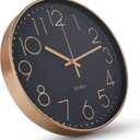 Silent Wall Clock 12 Inch Non-Ticking Wall Clocks Battery Operated for Living Room Decor Modern Wall Clock for Home/Bedroom/Office/Classroom/School/(Rose Gold)