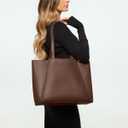 Work Tote Bags for Women 15.6 Inch - Laptop Tote Bag with Zip Compartments - Large PU Leather Office Purse Computer Briefcase
