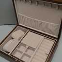 Homruilink Black Walnut Wooden Jewelry Box for Women 2 Layer Jewelry Organizer with Removable Tray for Watches Rings, Earrings Necklace, Bracelets Birthday, Christmas Gifts