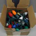 SUNSGNE 25Ft Multicolor Christmas Lights Outdoor, C7 Vintage Christmas String Lights with 27 Multicolor Ceramic Bulbs(2 Spare) for Holidays, Christmas Prom Party Wedding- Green Wire