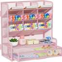 Marbrasse Larger Mesh Desk Organizer with Drawer, Multi-Functional Pen Pencil Holder, Easy Assembly, Desk Organizers and Accessories for Office Art Supplies (Pink)
