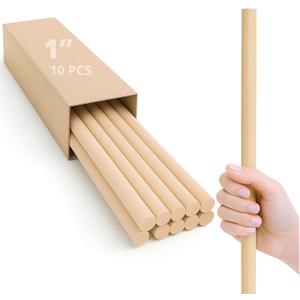 10PCS Craft Birch Wood Dowel Rods – 24 Inch Long 1 Inch Thick Natural Wooden Sticks for Crafts DIY Projects Food Use Smooth Round Wood Sticks for Crafts & Display Use
