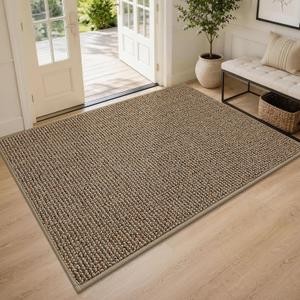BEQHAUSE Dirt Trapper Door Mat 48" x 72", Non-Slip Washable Doormats, Beige | Entrance Mat Dirt Resistant and Absorbent Welcome Mat, Low Profile Floor Mats for Front Back Door and Entryway