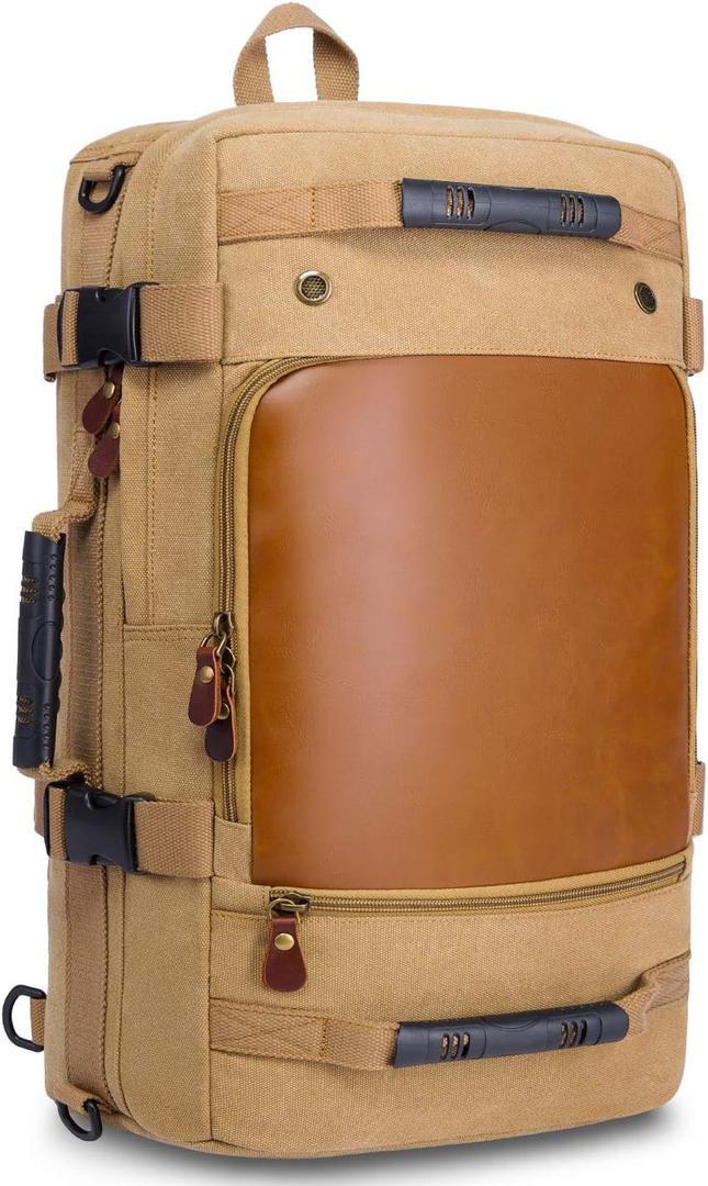 KAKA Wear-Resistant Durable Backpack,Duffle Bag Travel Carry On Backpack, Khaki, Large 