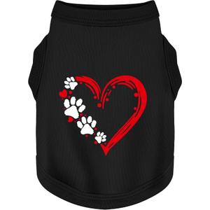 Discover Cozy Sleeveless Canine Wear: Soft, Lightweight, and Breathable Cotton Dog Shirt Featuring Heart and Paw Graphics. Vest Tank Top is Ideal for Small, Medium, and Large Breeds Black 4XL