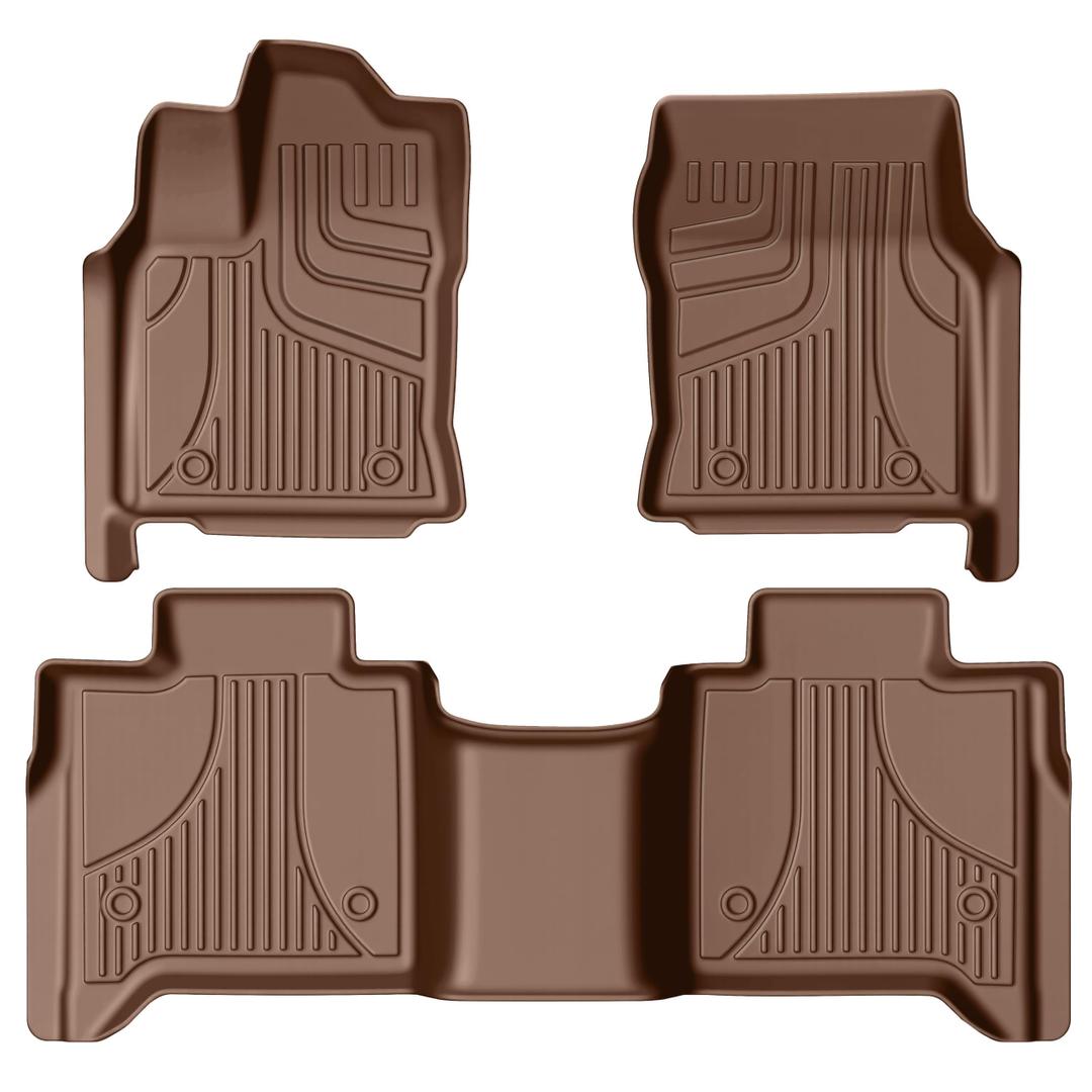 Floor Mats for Toyota Tundra CrewMax Cab 2022-2026, 1st & 2nd Row, Brown