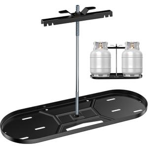 Skyflame Steel RV Dual Propane Tank Mounting Rack for 20 lbs Cylinders, Double Gas Hitch Frame for RVs, Camping and Trailers