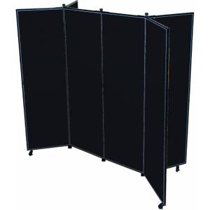 Screenflex Display Towers, Portable Wall Divider Boards for Art Show Partitions, Classroom Panels and Offices - 5'9"H x 6'2"W - 6 Panels - Charcoal Black Fabric