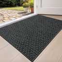 Color&Geometry Ultra-Thin Indoor Door Mat, 24"x36" Low-Profile Non-Slip Entryway Rug with Modern Geometric Texture, Washable Doormat for Indoor Entrance, Front Door, Heather Grey(Rolled-up NO Creases)
