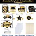 OuMuaMua Graduation Decorations 2026-30pcs Black and Gold Graduation Table Decorations Table Centerpieces Sticks with Lights for College High School Congrats Grad Party Supplies
