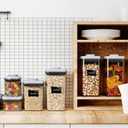 6 Pcs POP Container Set, Airtight Food Storage with Lids, Push Button Seal BPA-Free Set for Pantry, 0.65QT/0.7QT/1.8QT/2.4QT for Bulk Dry Food, Cereal, Flour, Sugar, RV Kitchen Storage