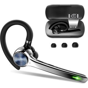 HEIBAS Bluetooth Headset Wireless Bluetooth Earpiece, with 500mAh Charging Case 72 Hours Talking Time Built-in Microphone for iOS Android Cell Phone, V5.1 Hand-Free Headphones for Trucker, Office