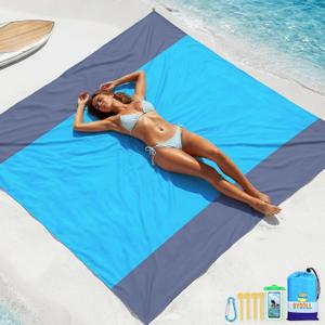 BYDOLL Beach Blanket Waterproof Sandproof Large Sand Free,78''X81''/10'X9' Oversized Sandless Lightweight Blanket Picnic Mat for Beach Travel Camping Hiking with Stakes