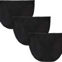 Vanity Fair Women's Illumination String Bikini Panties, Silky Stretch & Satin Trim (7, 3 Pack - Midnight Black)