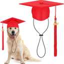 Pet Graduation Cap Small Dog Graduation Hats with 2025 Tassel Pet Graduation Costume for Dogs Cats Photo Prop Holiday Costume Accessory(Red)