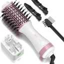 DAN Auto Dual Voltage Hair Dryer Brush(100V-240V),Travel Hair Dryer Brush with Multi-Function Plug Adapter,One Step Blow Dryer Brush and Styler Volumizer (White)