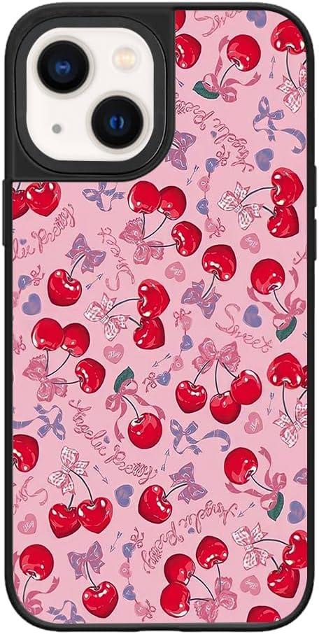 Ehreus Cherry Phone Case for iPhone 13 - Slim Shockproof Hard Shell, 5ft Drop Protection, Cute Aesthetic Fruits Pattern, Tough Protective Case for Women and Girl