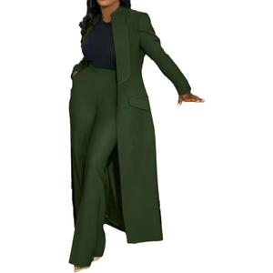 Famnbro Womens Suits 2 Piece Set Long Blazers Jacket Lapel and Straight Leg Pants Business Outfits (3X-Large, Olive Green) Famnbro Womens Suits 2 Piece Set Long Blazers Jacket Lapel and Straight Leg Pants Business Outfits (3X-Large, Olive Green)