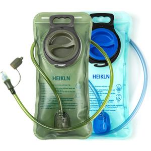 HEIKLN Hydration Bladder 1.5L-2L-3L,Leak Proof Water Reservoir, BPA Free Military Water Storage Bladder Bag Hydration Pack Replacement Easy Clean for Bicycling Hiking Camping Hunting Running (2L Blue+Green)