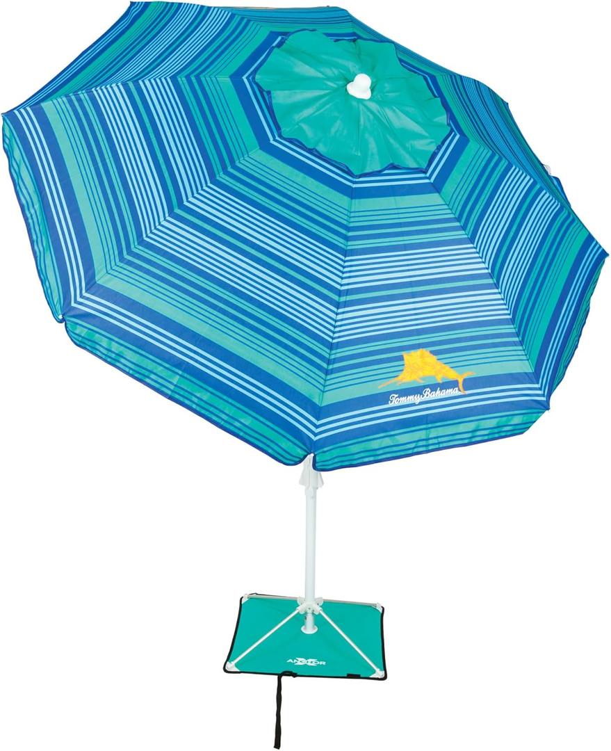 Tommy Bahama 6' ANCHORX Adjustable Beach Umbrella Base System with Sand Anchor and Carrying Bag, SPF 50+ Protection Portable Outdoor Market Umbrella