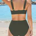 Buauty Bikini Swimsuits for Women Two Piece Cross V Neck High Waisted Ruched Tummy Control Bathing Suit XXL