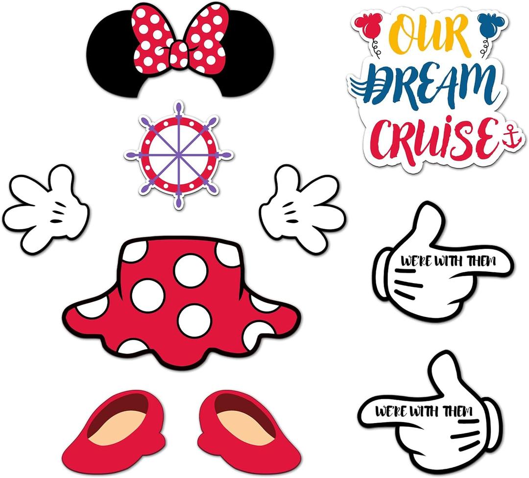 10 Pcs Cruise Door Decorations Magnetic, Funny Captain Mouse Cruise Door Decorations, Mouse Ears Magnet for DCL Cruise& All Major Cruise (Red)