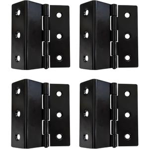 QCAA Heavy Duty 3 Fold Retro Chest Hinge, Half Surface for Chest, Cabinet, Furniture, 3" x 1.8mm, Matte Black, Made in Taiwan, 4 Pack