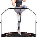 ALTLER 48" Foldable Mini Fitness Rebounder with Adjustable Foam Handle, Max Load 330/440 lbs, Indoor Cardio Exercise Rebounder for Adults